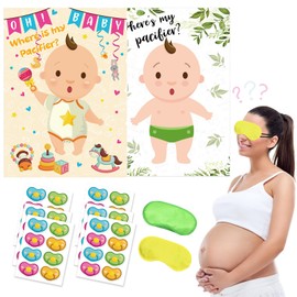 FEISHIONG 48 Pcs Pacifier Stickers for Baby Shower Party Gam,Baby Shower Party Supplies,Gender Reveal Decorations Cute Baby Shower Party Decorations Supplies,Baby Birthday Party Game Supplies