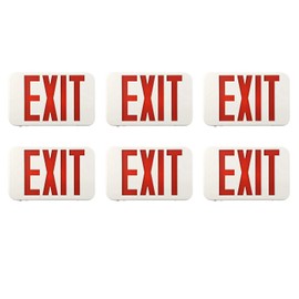 SPECTSUN LED 6 PACK Exit Sign with Battery Backup -Red Exit Light Hardwired Combo Exit Sign, 120V/277V Wired Exit Sign with Arrow, Wall Mount Ceiling Exit Sign,Emergency Fire Exit Light Corded-UL