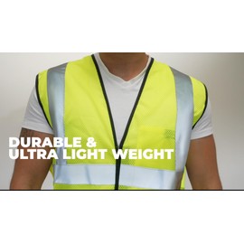 OccuNomix Safety Vest for Men, High Visibility, Class 2, 2" Reflective Tape, Ultra Light 3.8 oz Bird's Eye Breathable Mesh, Rapid Cooling, 100% ANSI, 1 Chest Pocket, ECO-GC-Y2/3X, Yellow