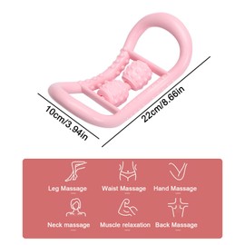Massager With Handle Fascia Roller, Suuwwn Massage Ball with Handle Massage Roller Self Massage Roller for Back Massage Neck Massage Leg Massage Arm Massage Full Body Massage (Pink)