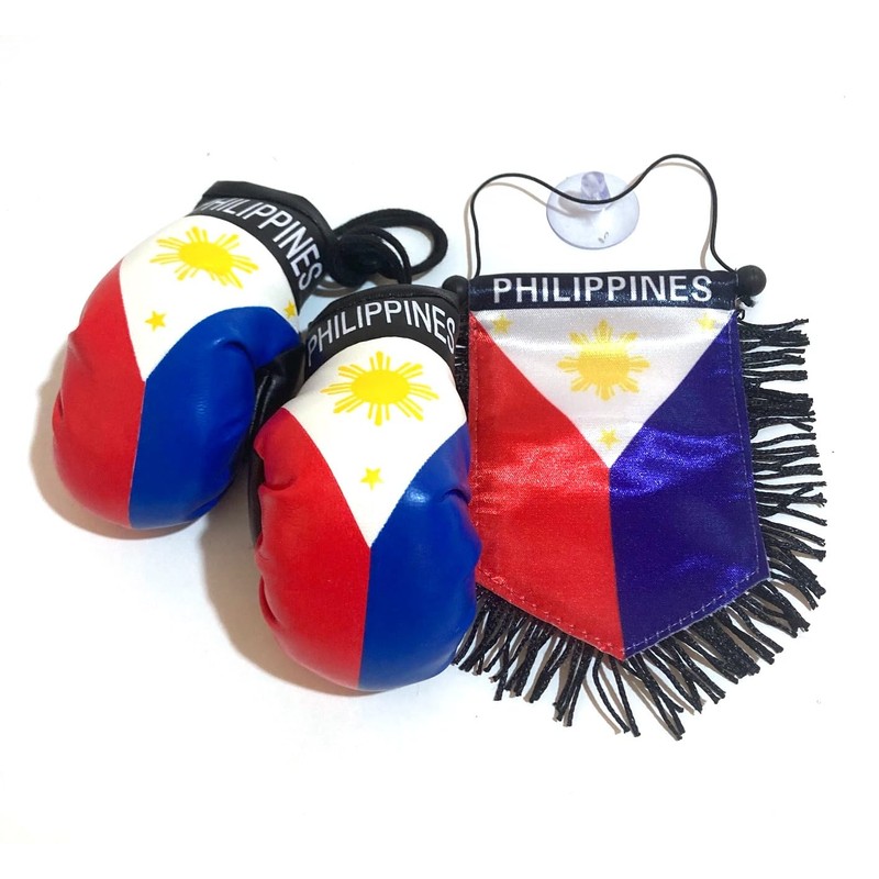Philippines Flag Car Hanging & Mini Boxing Gloves Combo Set