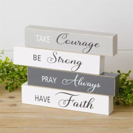 Audrey's. Decorative BLOCKS, Faith, Courage, Strong & Pray, New