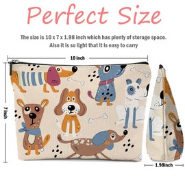 XFN Dog Lovers Gifts for Women, Dog Gifts Makeup Bag, Dog Themed Gifts, Cartoon Dogs Cosmetic Bag Travel Pouch, Dog Owner Gifts for Women Girls Daughter Wife Friendship Graduation Birthday Gifts