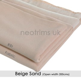 NEOTRIMS Sweatshirt-Fleecestoff und passende Rippstrick-Bündchen | ideal für Hoodies, Schulkleidung, Manschetten und Kragen | 260 g/m², AZO-frei | Beige Sand, 1 m Stoff, ½ m Rippe