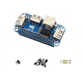 Waveshare Ethernet/USB HUB HAT for Raspberry Pi, 1x RJ45 Ethernet Port Based on RTL8152B Chip, 3x USB Ports Perfectly Fit the Zero/Zero W/Zero WH