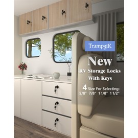 Trampgik RV Storage Locks, 7/8” Camper Compartment Storage Door Locks with Keys, for RV Camper Travel Trailer,Drawer Cabinet Toolcart Storage, 7/8 Inch 5 Locks with 10 Keyed Alike, Black