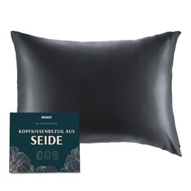 DREAMZIE Silk Pillowcase 40 x 60 cm for Hair and Skin, Pillowcases Silk 19 Momme (Dark Grey, 1 Piece)