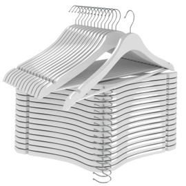 Utopia Home Premium Wooden Hangers 30 Pack - Durable & Slim Coat Hanger - Suit Hangers with 360-Degree Rotatable Hook - Wood Hangers with Shoulder Grooves (White Color)