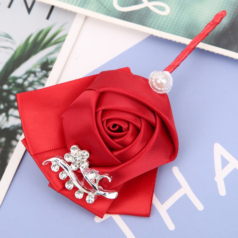 4Pcs Exquisite Ribbon Wedding Corsage Brooch Bridesmaid Artificial Chest Flower