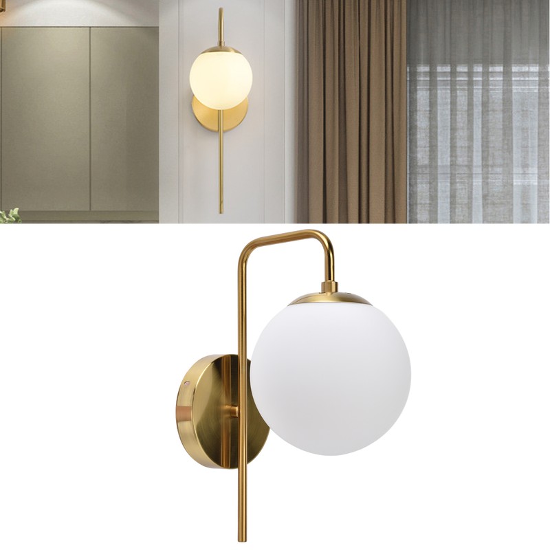 Nordic Modern E27 Glass Ball LED Wall Light Frosted Texture
