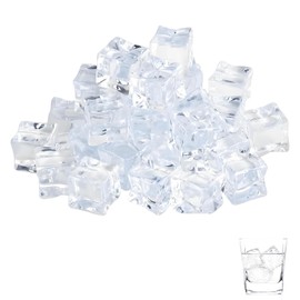 Pack of 80 Reusable Ice Cubes Square Reusable Ice Cubes for Party Decoration Photography Wedding Decoration Kitchen Decoration Photography Props Vase Fillers (about 20 mm)