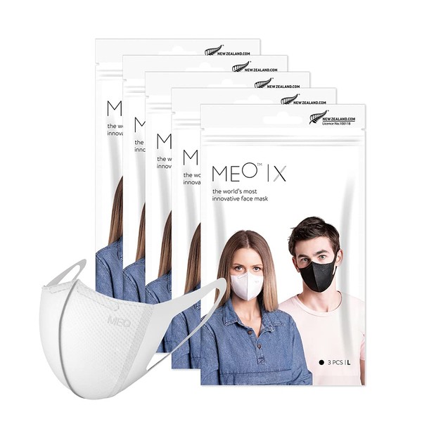 Meo X Adults - Disposable and Adjustable Face Mask | 15 PCS, Large, White| Safe, Breathable, Comfortable, Fashionable | Manuka Oil for Calming…
