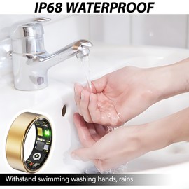 Neyeau Smart Ring Women,Sleep and Heart Rate Monitoring Health Ring,Ip68 Waterproof,Comes with Charging Case,Suitable for Daily Sports,Available for Android and Ios (Gold)