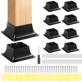 4x4 Post Base 10 Pcs, Inner Size 3.7"x3.7", Heavy Duty Powder-Coated, for Deck Railing Support Deck Base