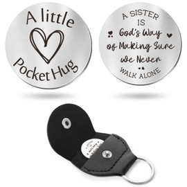 Sureio Pocket Hug Token Long Distance Relationship Keepsake Stainless Steel Double Sided Inspirational Gift with Keychain (A Sister Is God's Way)