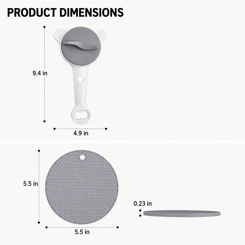 Bottle Opener Trivet Set - Multi Function Jar Opener -