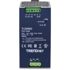 TRENDnet 240W, 52V DC, 4.61A AC to DC DIN-Rail Power Supply, TI-S24052, Industrial Power Supply with Built-in Power Factor Controller Function, Silver (Renewed)