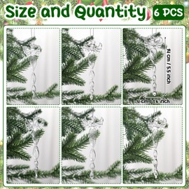 Yiyiring 6 Pcs Glass Christmas Angel Ornament 5.5 Inch Clear Glass Hanging Angels Hanging Religious Angel Figurine Christmas Season Holiday Decorations Gift for Home Christmas Tree Topper Decor