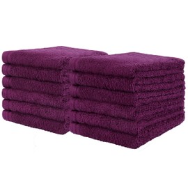 Weidemans Premium 12 Pieces Towel Set Including 12 Exclusive Washcloths Towels|Fingertip Towels 13" X 13" - Color: Plum 100% Cotton |Machine Washable high Absorbency