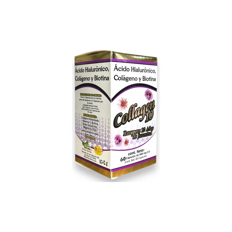 Collagen 10 Ácido Hialurónico Biotina 60 Cápsulas