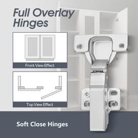 AOLISHENG Soft Close Kitchen Cupboard Cabinet Hinges 35mm Door Hinges, Full Overlay 100 Degree Wardrobe Hinges with Screws, 2 Pcs(1 Pair)