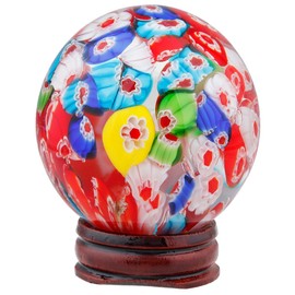 SUNYIK Multicolor Floral Murano Glass Crystal Ball Sphere Decor Sculpture Figurine(1.8"-2")