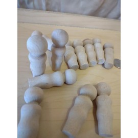 2-1/4" Unfinished Wooden Toy Doll People 12pc Packs Lot #TP02