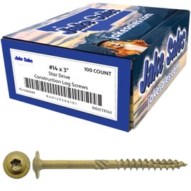 Jake Sales #14 x 3 Construction Lag Screw Exterior Coated Torx/Star Drive Heavy Duty Structural Lag Screw Far Superior to Common Lag Screws (100 Screw Count) Modified Truss Washer Head