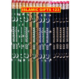 Islamic Gifts 123 Eid Pencils [48 Pack] Happy Eid Mubarak Customized Party Favors Eid decor Muslim Kids Gifts Ramadan Favors Ramadan Decor
