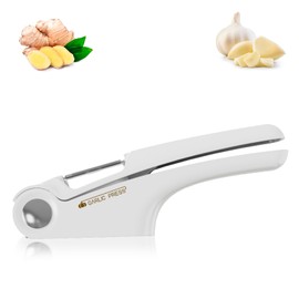 Garlic Press, Kitchen Tool with Garlic Peeler, User Friendly Handle, Efficient Tool for Garlic Paste Extraction, Easy to Keep Clean Garlic Press (White)