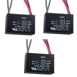 3 Pcs 5 Wire Ceiling Fan CBB61 Capacitor for New TECH 5+5+5uf 50/60Hz 250VAC