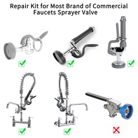 Pre-Rinse Spray Valve Head Repair Kit 1.42 GPM Sprayer Face and Bumper for Commercial Faucet Sink Dish Sprayer Valve, 2pcs Spray Face and 1pc Bumper, Gray