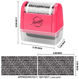 Miseyo Wide Identity Theft Protection Roller Stamp Set - Peach (3 Refill Ink Included)…