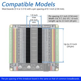 FREENOVE Universal Breakout Board Compatible with Arduino Nano Micro Raspberry Pi Pico 1 2 W ESP32 ESP8266, Terminal Block Shield HAT with Pin Header, GPIO Status LED, 5 V 3.3 V