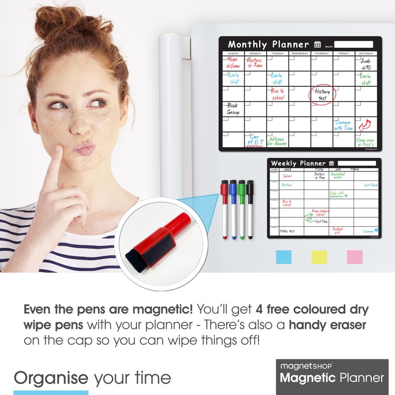 TMS Magnetic Whiteboard Planner Set | A4 Weekly & A3