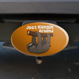 Graphics and More Sloth Just Hanging Around Oval Tow Trailer Hitch Cover Plug Insert