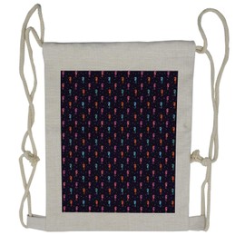 Lunarable Sea Horse Drawstring Backpack, Marine Fish Colorful Dots, Sackpack Bag