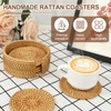 Rattan Coasters Heat Resistant Round Straw Trivet Handmade Wicker Coasters