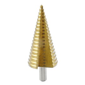 LDEXIN Step Drill Bit 1/8" to 1-9/16" High Speed Steel Step Drill Cone Bits for Metal, Heavy Duty Step Bit, Tri-Flat Shank (4mm - 40mm)