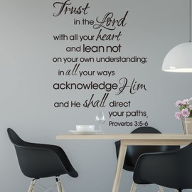 Runtoo Trust in The Lord Wall Decals [Extra Large] Bible Verse Inspirational Quotes Wall Stickers for Bedroom Living Room Family Lettering Wall Decor
