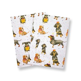 Dachshund Fun Recycled and Recyclable Eco Printed Gift Wrapping paper - 2 sheets - 2 tags