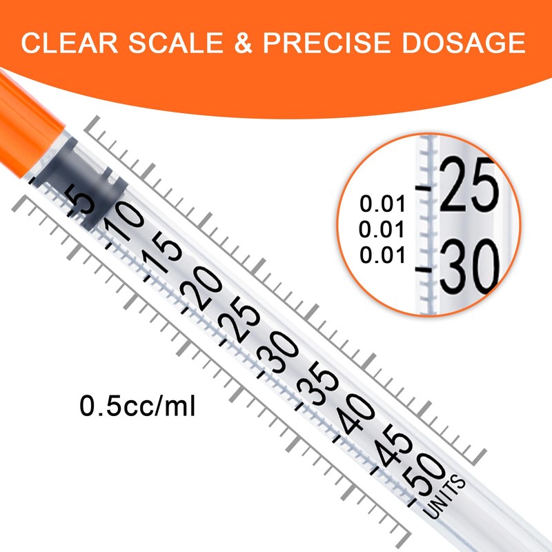 0.5ml Syringe, 31Gauge 8mm Lab Dispensing Syringe, Individual Wrapped Dispensing