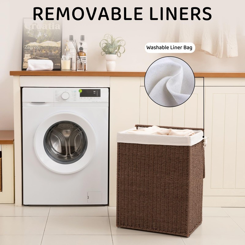 OIAHOMY Laundry Hamper with Lid, 23.8 Gal (90L) Wicker Hamper