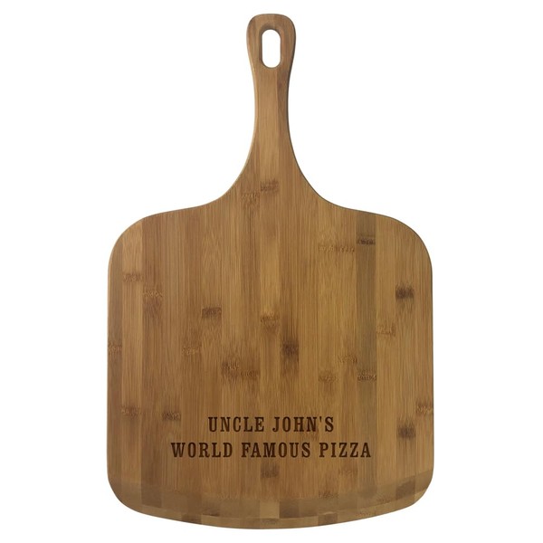 Personalized Bamboo Pizza Peel, Two Line message (block), Measures 23