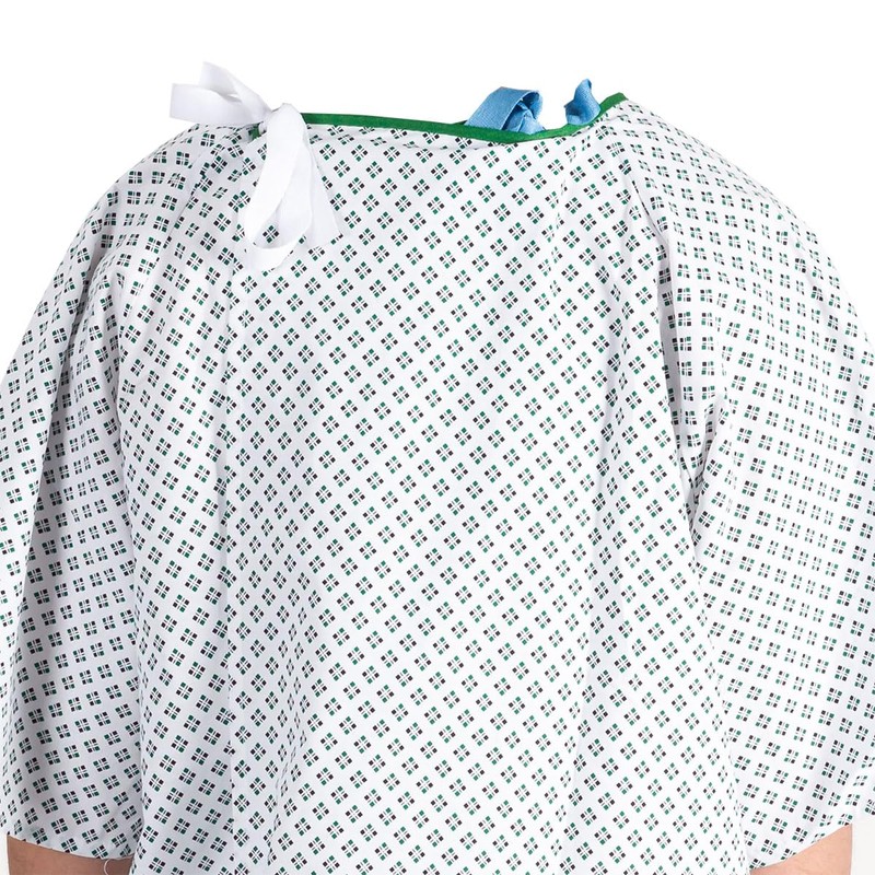 Size 4XL Bariatric Patient Hospital Gown, Blue Diamond Pattern, Washable