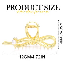 CAKURE Bow Claw Clip Gold Hair Clips Metal Claw Hair Clips Hair Accessories for Women and Girls (Pack of 2) (a-gold&silver)