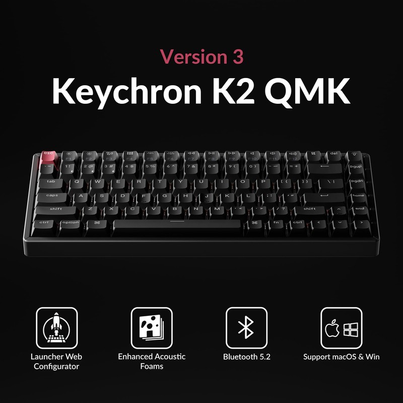 Keychron K2 75% Layout QMK Wireless and Wired Options Mechanical