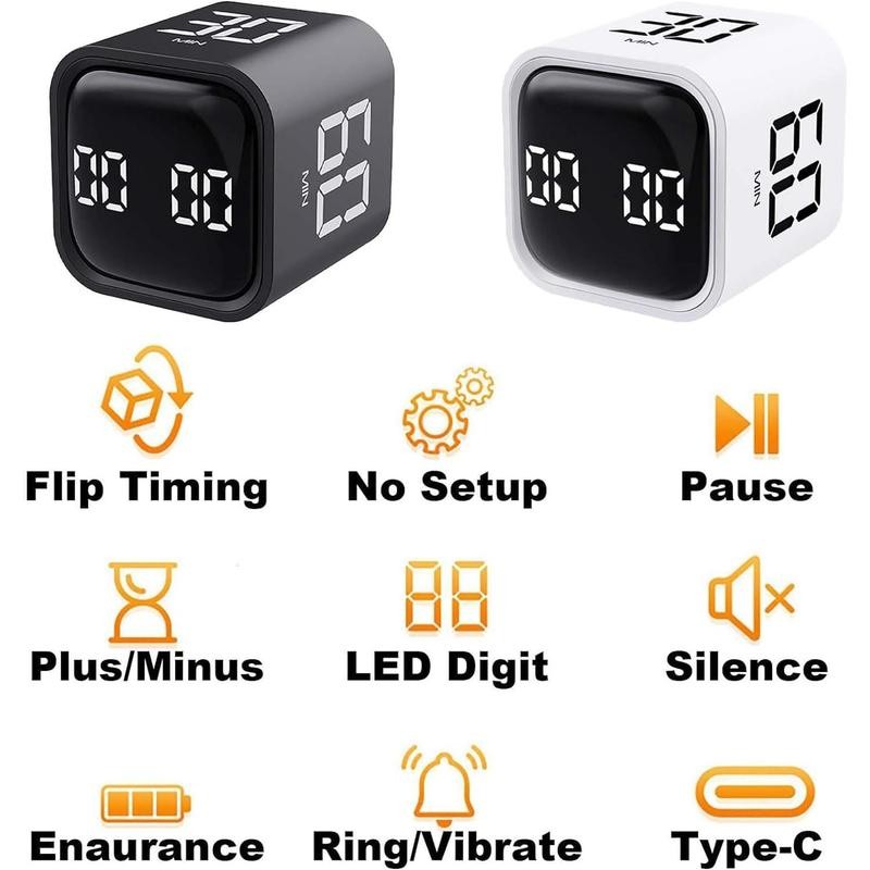 Multifunctional Cube Timer, 1 Count USB Rechargeable Digital Countdown Study