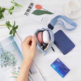 Oyachic Wristlet Wallets for Women,Mini Zip Keychain Wallet,Detachable Dual Pouch Coin Purse Small Cute Key Pouch (Blue)