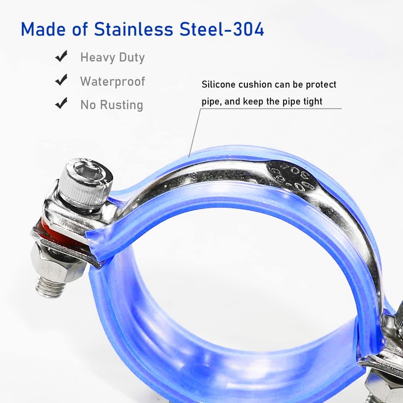 AKIHISA 2 Pcs 304 Stainless Steel Pipe Supports, Wall Mount